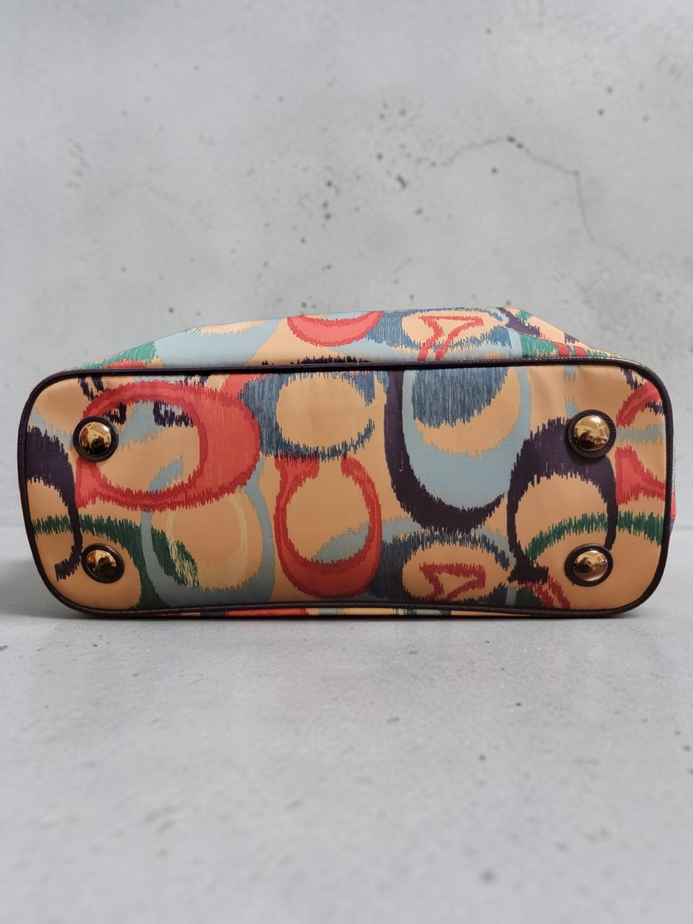 Coach Multicolor Signature Print Tote with Navy Trim/Dust Bag Included - Picture 4 of 10